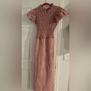 Sea New York Backless Eyelet maxi dress with in Dusty Rose size 10